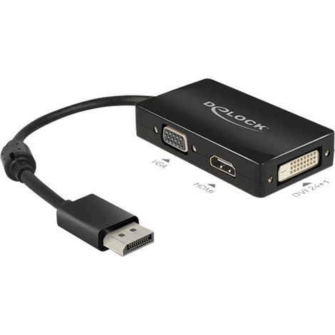 Delock 62656 DisplayPort / VGA / HDMI / DVI Adaptateur [1x DisplayPort mâle - 1x VGA femelle, HDMI femelle, DVI femelle (1/4)