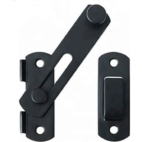 Loquet de porte Loquet de porte en acier inoxydable de haute qualité, adapté au loquet coulissant de porte et fenêtre loquet de grange, ménage, extérieur (Noir) (1/5)