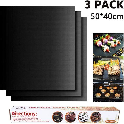 Filiyano-Lot de 3 tapis de cuisson antiadhésifs et réutilisables pour barbecues à gaz - plaques de cuisson antiadhésives pour barbecues à charbon (1/5)