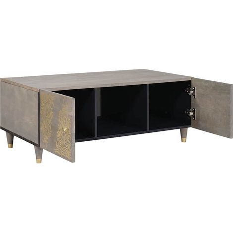 Table basse,Table d'appoint,Table de Salon Gris 100 x 54 x 40 cm bois de manguier massif CFW98096 (1/5)