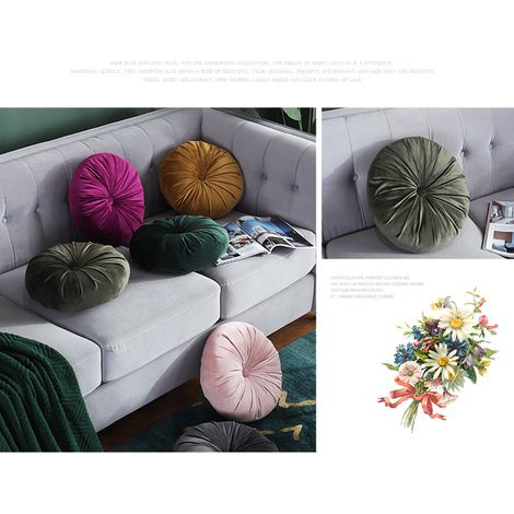 Coussin rond en velours, coussin décoratif doux et confortable, coussin de canapé léger et luxueux de style nordique (1/5)