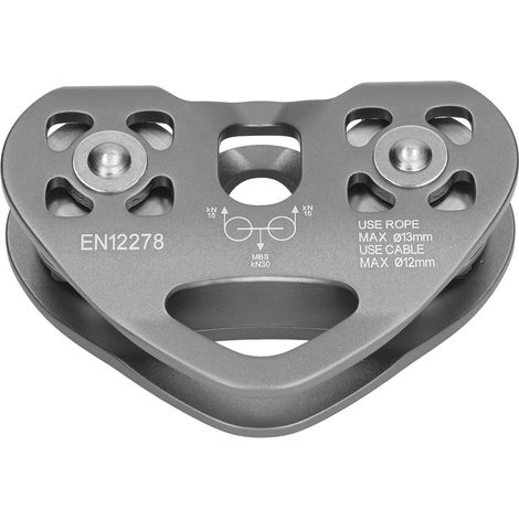 Poulie d'escalade extérieure en aluminium aéronautique à double arbre, grise (1/5)