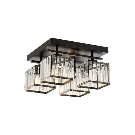 WellHome Lámpara de techo, metal , vintage negro, 22x40x40, casquillo 4 x E 27 Max 60 W