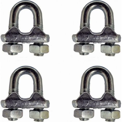TRADE SHOP - Set 4 Morsetti Morsetto Ferma Serra Fune 10mm In Acciaio Inossidabile Ferramenta -