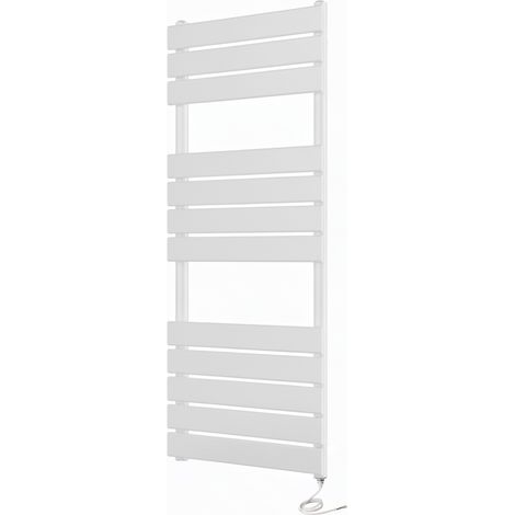 Richmond Electric Heated Towel Rail White 500mm W x 1200mm H Flat Panel Bathroom Radiator (1/4)