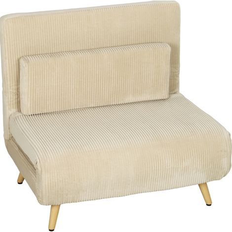 Poltrona letto 3 in 1 in velluto a coste beige 90 x 190 cm HOMVRA (1/5)