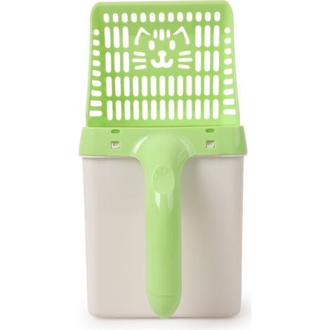 Ramasseur d'animaux amovible avec poubelle, ensemble de pelles à merde, pelle à sable tout-en-un en plastique pour chat（vert） (1/5)
