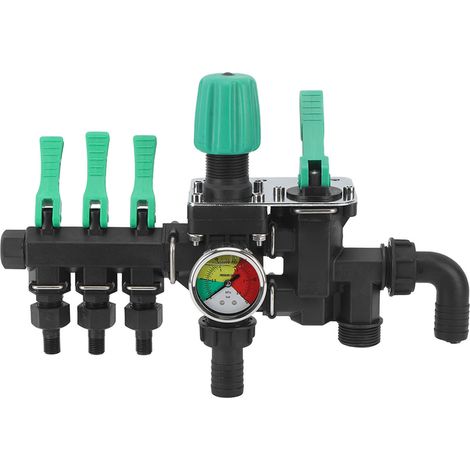3-Wege-Wasserverteiler mit Absperrventil und Manometer für landwirtschaftliche Sprühgeräte, Viehzucht und Aquakultur (1/5)