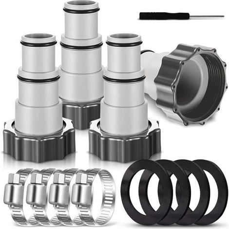 Adaptateur de Tuyau de Piscine A, 4 Pièces Adaptateur de Tuyau de Rechange Adaptateur Tuyau pour Pompe Raccord pour Tuyau de Piscine avec Filetage Intérieur- 32/38 mm(4) (1/4)
