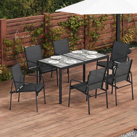 Salon de jardin en verzinkter acier plastique 150 x 80 x 74 cm (1/5)