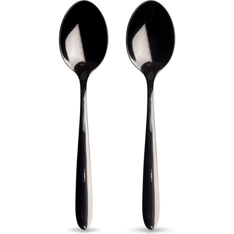 2x Cucharada pequeña para té, café, cucharaditas negras (1/5)