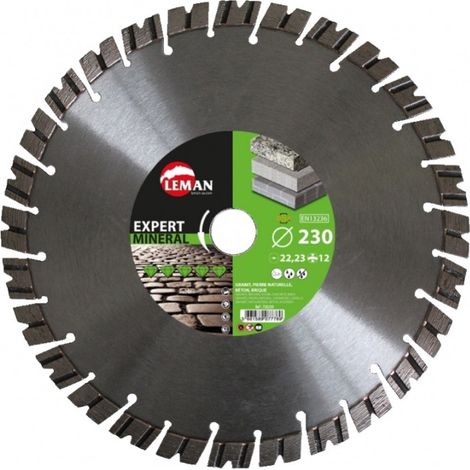 DISQUE DIAMANT SEGMENTS GRANIT - PIERRE NATURELLE 230X22,23 HT 12 - 730230 - LEMAN (1/3)