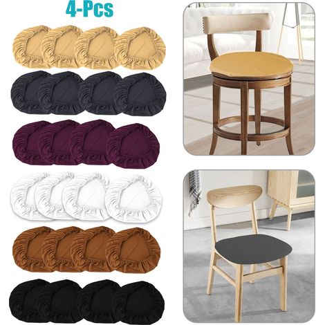 Lot de 4 housses de chaise extensibles en spandex pour chaises de salle à manger et de cuisine. Housses de coussin extensibles pour chaises rondes et carrées.