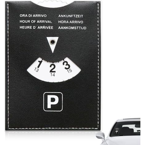 Disque de Stationnement Noir pour Voiture - 1 Pièce, Disque d'Horodateur Manuel Réutilisable avec Heure d'Arrivée Réglable, Dimensions 14.5x11x0.8 cm pour Zone Bleue Européenne (1/5)