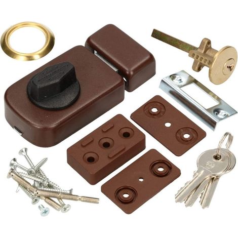 Kotarbu Serrure supplémentaire 60 mm 3 couleurs avec cylindre extérieur - marron (1/5)