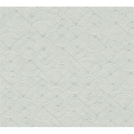 Ethnic style wallpaper wall Profhome 387423 hot embossed non-woven wallpaper slightly textured ethnic style matt green white mint green 5.33 m2 (57 ft2) (1/5)