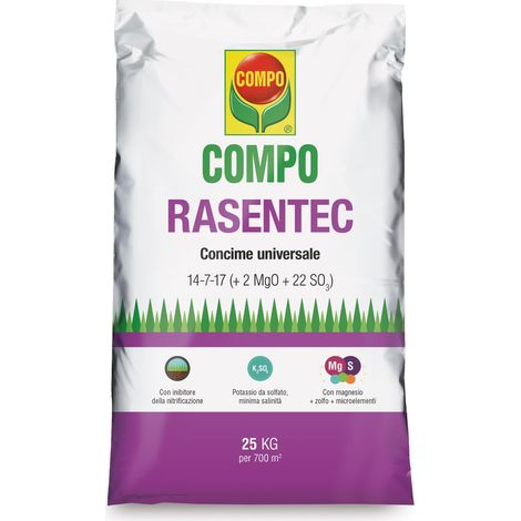 Compo rasentec concime tappeti erbosi con microelementi kg. 25 azoto fosforo e potassio