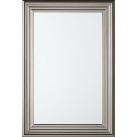 Miroir Mural au Style Traditionnel avec Cadre en Plastique Argenté de Forme Rectangulaire 61 x 91 cm pour Salon Beliani