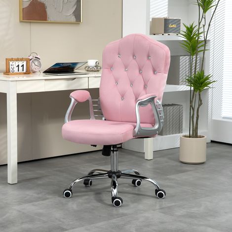 Bürostuhl, neigbare Lehne, höhenverstellbar, Samtoptik, bis 120 kg, Rosa