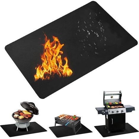 Tapis de Barbecue, 100 X 120 CM Tapis Anti Feu, Tapis Barbecue Sol, Tapis pour Barbecue, Plaque Réfractaire, Protection Anti-Feu, pour Barbecue en Plein Air, Camping, Patio (1/4)