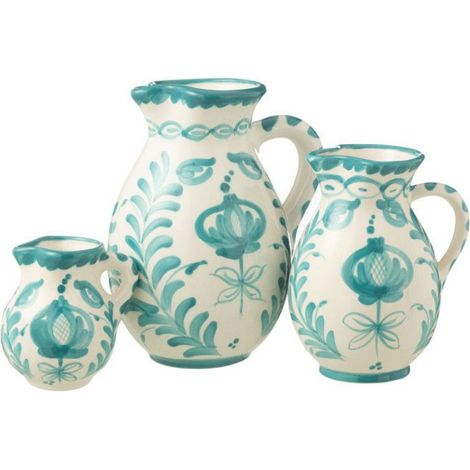 J-Line cruche Granada - céramique - blanc/aqua - small (1/2)