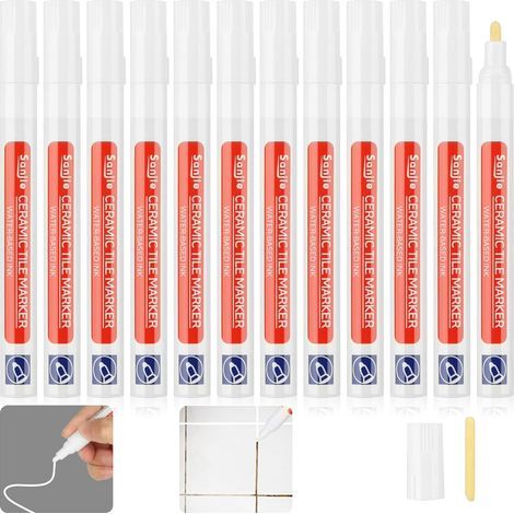 12-in-1 Fliesenstift-Set: Weißer Fugenauffrischer, Wandreparaturstift, Dichtmittel, Farbmarker für Bad und Küche (1/5)