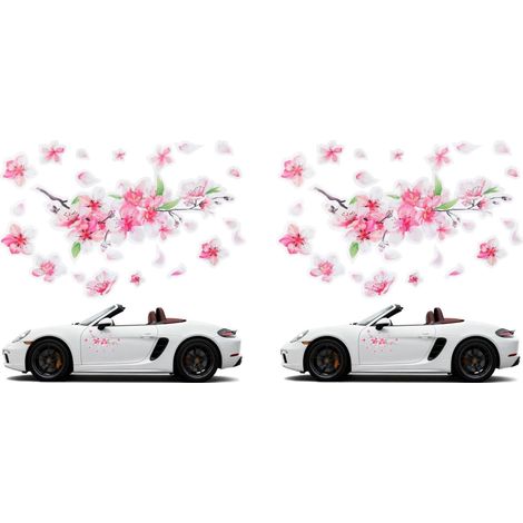 Autocollants Voiture Fleurs De Cerisier Pièces Décalcomanies Extérieur Décoration Protectrice Anti-Rayures Facile À Retirer 9.84X9.45In (1/5)