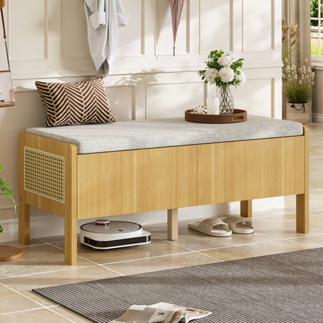 Mueble recibidor con almacenaje bambú 113 cm OKMYHOME (1/5)