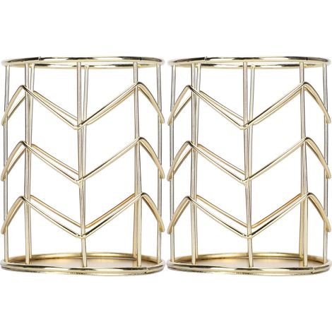 Lot de 2 porte-stylos creux multifonctionnels, porte-pinceaux de maquillage de bureau, organisateur (doré) (1/5)