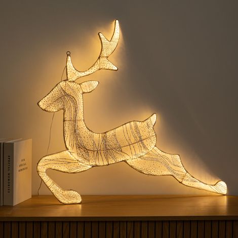 71cm Light up Gold Aura Leaping Christmas Reindeer with LEDs (1/5)
