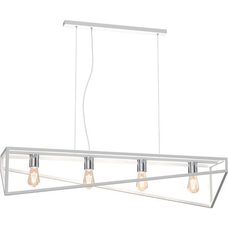 Suspension industrielle blanche chromée Gote 4xE27 métal