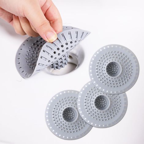 Attrape-cheveux pour bonde de baignoire, protège-bonde en silicone, filtre de douche pliable pour évacuations de 1,48 po à 1,75 po (1/5)