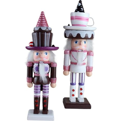 Lot de 2 Soldats Casse-Noisette en Bois de Noyer 25 Cm, Décorations Artisanales de Noël Artisanat en Bois, Marionnettes de Soldats pour Sapin et Décoration de Couleur Aléatoire (1/5)