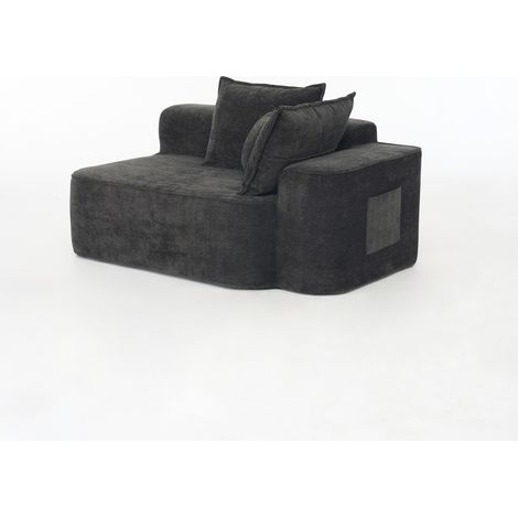 ELVMI Canapé Droit 2 Places avec Poches Latérales et Siège Rembourré, pour Salon ou Bureau, en Chenille, Noir (1/4)