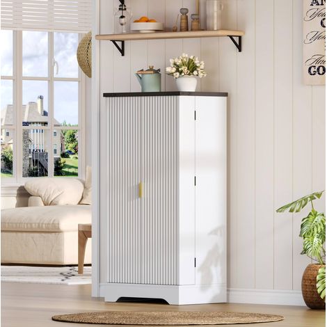 Mueble de cocina alto con iluminación LED con sensor, 120 x 60,5 x 40 cm, blanco HAVRYA (1/5)