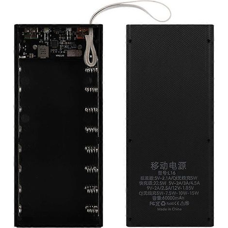 Étui pour batteries 18650, boîtier standard, support de batterie externe détachable.