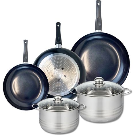 Ensemble de 3 Poêles de cuisson 24, 28 et 32 cm et 2 faitouts 20 et 24 cm Elo Prima Brillant (1/5)