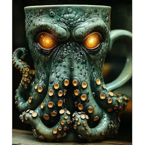 Tasse de pirate inspirée de Cthulhu, chope de bière médiévale viking (Type D, avec insert)