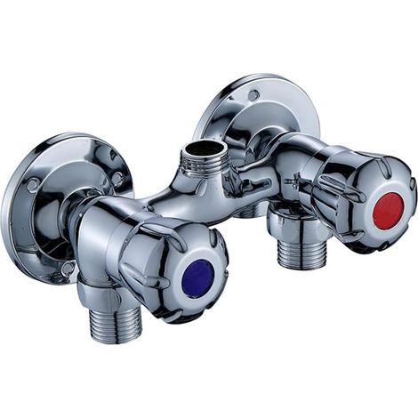 2 Handle Brass Shower Faucet Wall Mounted Exposed Shower Faucet Chrome (1/5)