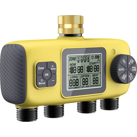 Temporizador de riego automático inteligente de 4 salidas con sistema de riego por lluvia (1/5)