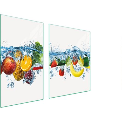 ASSIETTE EN VERRE et PLANCHE À DÉCOUPER 100x52 FRUITS (1/5)