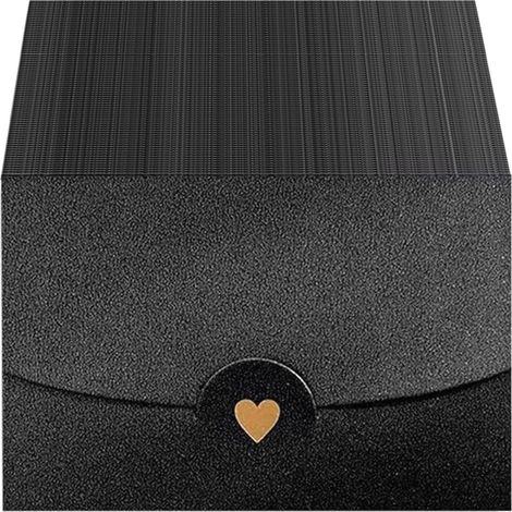 50 mini enveloppes pour cartes cadeaux avec fermoir en forme de cœur, idéales pour les invitations de mariage et autres cartes d'invitation, enveloppes noires en papier. (1/5)