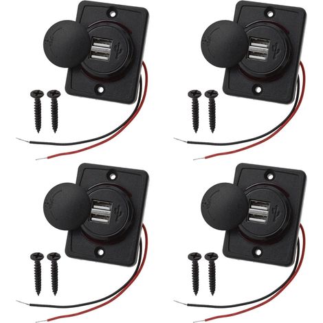 Be In Your Mind 4pcs 3.1A Double Prise USB de Voiture Auto Câble Rouge Chargeur Socket 2 Adaptateur Port 12V-24V Charge Panneau de Chargement Connecteur (1/5)