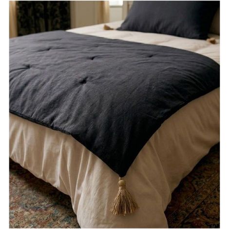 Baumwoll-Bettdecke fürs Fußende, 90 x 190 cm, Cocoon, dunkelgrau (1/5)
