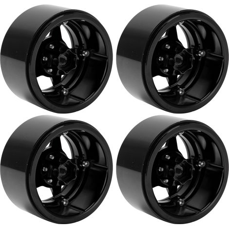 roues Beadlock en alliage d'aluminium à cinq branches, légères, pour micro-crawler Axial SCX10 90046 (noires). (1/5)