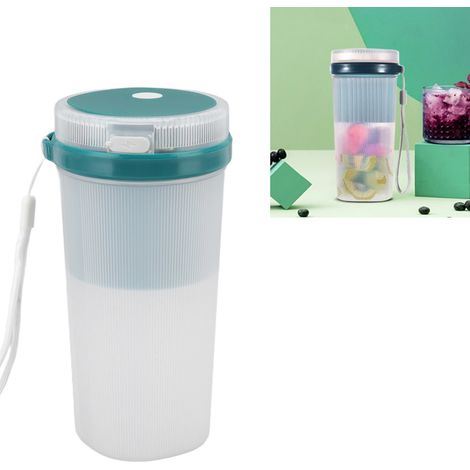 Mini presse-agrumes portable/gobelet à jus, rechargeable pour une utilisation à domicile, design haut de gamme en acier inoxydable vert émeraude à six lames + verrouillage de sécurité + protection éta (1/5)