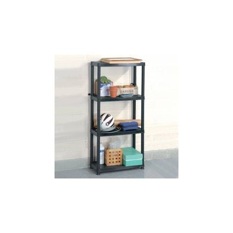 Étagère de rangement à 4 niveaux Noir 61x30,5x130 Plastique