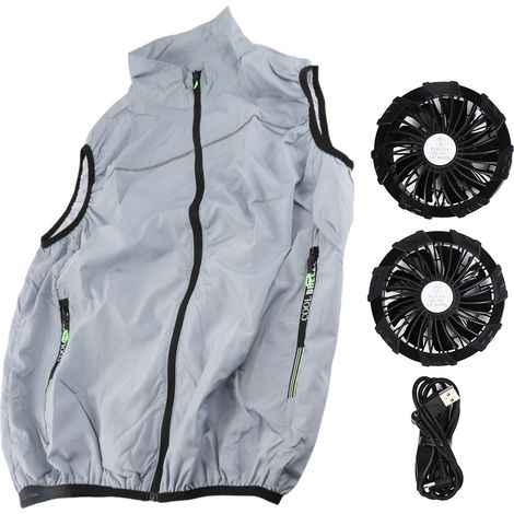 Ortviai Gilet de Refroidissement avec 2 Ventilateurs, 3 Niveaux Réglables, Gris S – Fraîcheur Rapide pour Travail en Chaleur