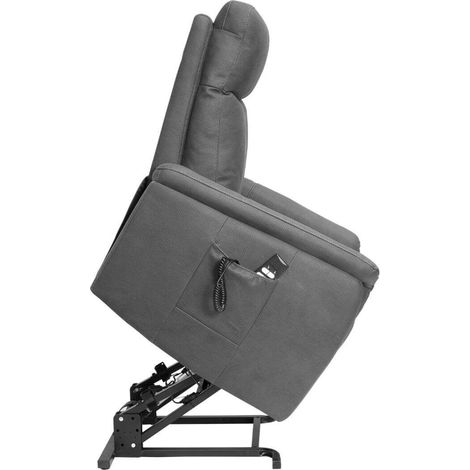 Fauteuil relax releveur tissu polyester imitation cuir gris foncé - GIACOMO