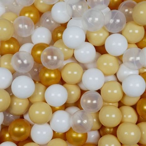 Balles De Piscine Sèche - 300 Pièces - Diamètre 7 Cm - Non Toxique - Pour Piscine Trampoline Bain - Blanc Transparent Or Beige (1/3)